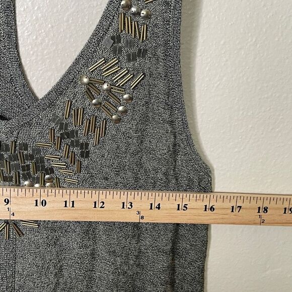 Cache Shirt Women's Medium Green Swing Tank Top Beads Embroidered V-neck Vintage - Picture 9 of 11